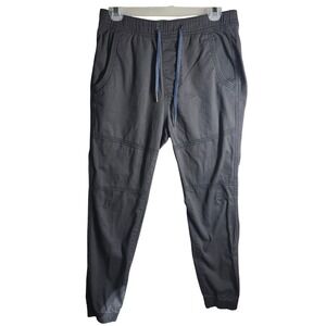 Plugg Co Mens Small Gray Twill Jogger Pants Elastic Waist Drawstring Athleisure